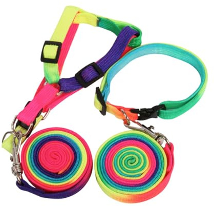 Gadpiparty 2 pièces Laisse pour Chiot Nylon Colorée Corde de Traction Pratique pour Chien Accessoire Animalier pour Promenade Extérieure Harnais Léger et Résistant