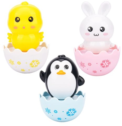 SOPOTUTU Lot de 3 Jouets à Bascule pour Bébé de Dessins Animés, Gobelets à Attraper pour Tout-Petits, Jouets Sensoriels Sûrs et Colorés, pour Développement Moteur Intérieur et Extérieur