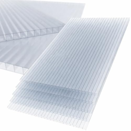 10x Hohlkammerplatten 10mm Polycarbonat 1000x700 mm – Doppelstegplatten Gewächshausplatten, Transparent, UV-beständig, zuschneidbar - PoliGreen®