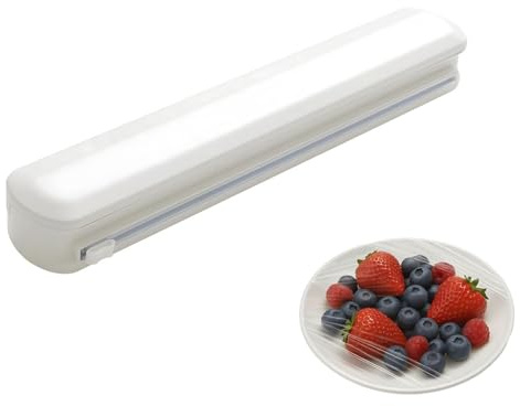 Cortador de láminas Gourmet, dispensador de láminas de plástico con cortador deslizante, un diámetro ≤ 4,5 cm, una longitud ≤ 32 cm y para film transparente, cortador de film transparente para Küc