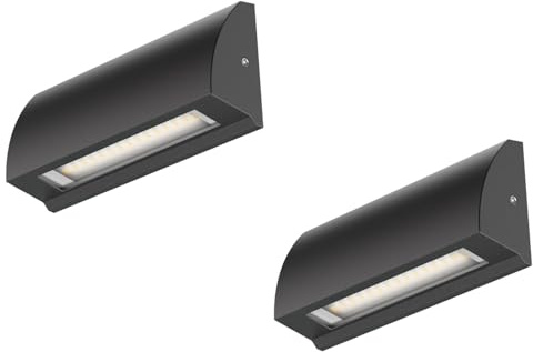 ledscom.de 2 Stück LED Wandleuchte/Treppenlicht SEGIN für außen, IP54, flach, Downlight, schwarz matt, eckig, 3,8 W, 265lm, warmweiß