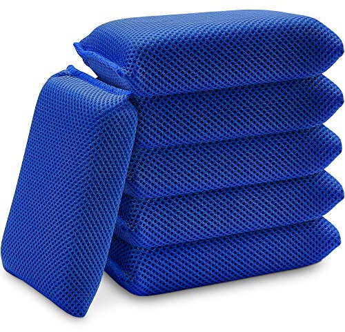 Bug Remover Car Wash Sponge (6 Pack) Bug and Tar Remover for Cars Exterior - Ultra Soft Mesh Car Wash Sponges Non Scratch