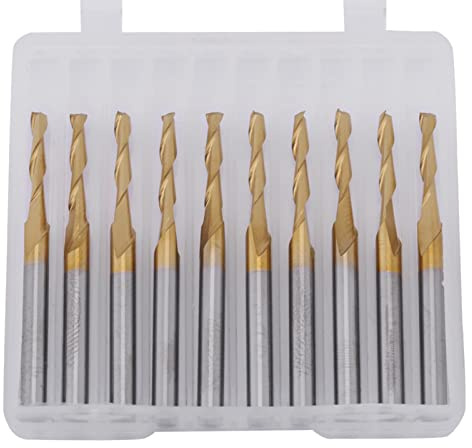 10 Stück CNC Fräser Set 2 Schneiden 3.175mm Schaft 2mm Titanbeschichtet Für Gravur Alu Holz