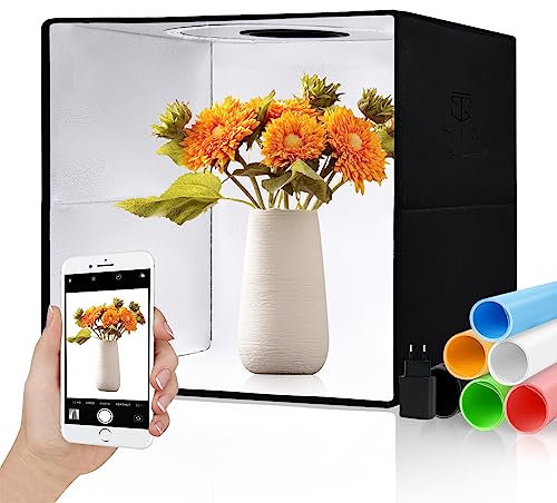 STN Fotobox 40cm Faltbare Fotostudio 160 LEDs Dimmbare Lichtbox mit 6 Hintergründe