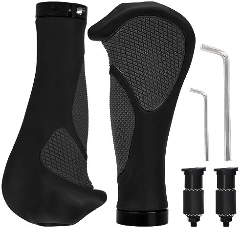 MINSHUXI Gummi Fahrradgriffe Fahrradgriffe Ergonomisch, Aluminiumlegierung Paar Sperren 22mm Kaliber Lenker Universal Mit Montagezubehör Geeignet Fahrrad, MTB, Faltrad, Schwarz