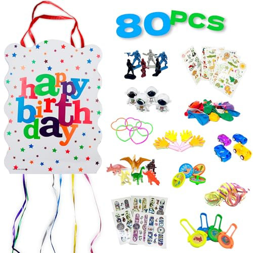 Piñata Cumpleaños Infantil + Pack 90 Juguetes Piñata - Piñata - Piñata Cumpleaños - Piñatas Infantiles - Piñatas - Relleno Piñata - Piñatas de Cumpleaños - PARTY4EVER