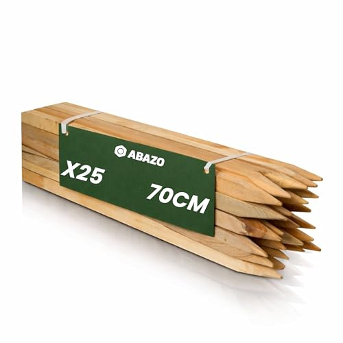 ABAZO, Bacchette in legno di faggio, pali in legno, ideali per pali di recinzione, giardinaggio e fai da te, robuste aste in legno, diametro 25 mm, lunghezza 70 cm, quadrato, 25 pezzi