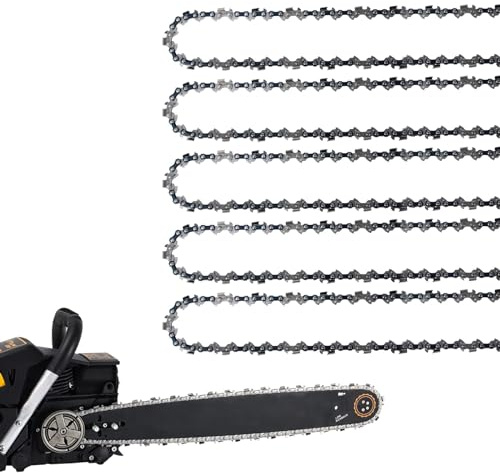 5 Pack 16 Inch Chainsaw Chain 56 Drive Links .050 Gauge, 3/8 Pitch Replacement Chains Compatible with Greenworks, Echo, Poulan, Craftsman, Ryobi
