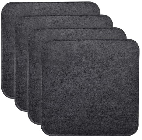 MorNon 4er Set Stuhlkissen, Quadratisch Filz Sitzkissen 35 x 35 cm Sitzauflagen für Bank, Sitzkissen mit rutschfesten Einlagen für alle Arten von Stühlen, für drinnen und draußen (Schwarz)