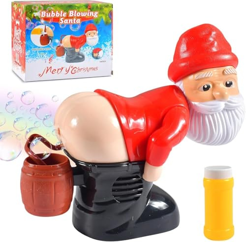 Macchina della bolla della scoreggia di Babbo Natale, macchina automatica della bolla del sapone della scoreggia, macchina della bolla con luci e musica divertenti, a Natale feste e regali dei bambini