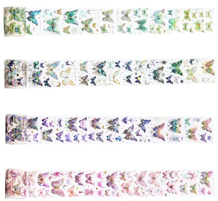 HNLMZ Washi Tape Set, 4 rullar klippbok klistermärken, PET Washitejp, PET transparent dekorativa klistermärken för klippböcker, dagböcker, anteckningsblock används och gör-det-själv-fotoalbum