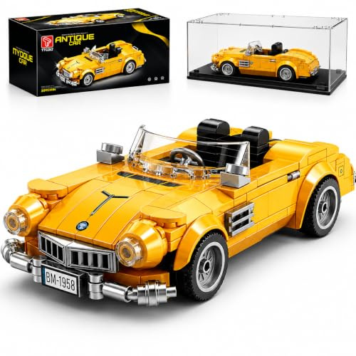 TYCOLE TGL Sports Car Building Block Set med displayCase, Race Car Building Kits Construction Toy, Vintage Racing Car Collection Model, Birthday Gift för vuxna och barn pojkar 8–12 (313 st)