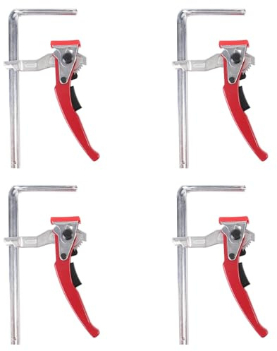 TOOSOAR 4 Pezzi di Morsetti a Leva, Morsetto a Una Mano con Capacità di 160MM e Profondità della Gola di 60MM, Pinza a Cricchetto F per Levigare e Tagliare