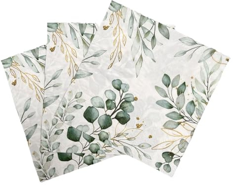 Auriselle 40 Tovaglioli Boho Tovaglioli di Carta per Matrimoni con Motivo Floreale a Forma di Foglia Primavera Decorazione Perfetta per la Tavola per Matrimoni, Compleanni (33x33 cm)