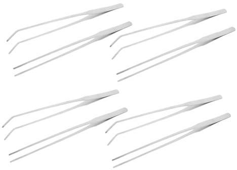 BUGUUYO 8 Piezas Herramientas de alimentación de Mascotas Reptiles alimentando Pinzas Suministros de Pinzas Acero Inoxidable Plata