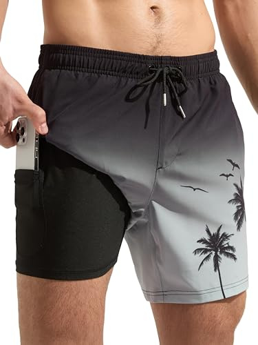 Arcweg Short de Bain pour Homme 2 en 1 avec Boxer doublé pour Homme avec Doublure de Compression Short de Plage à séchage Rapide