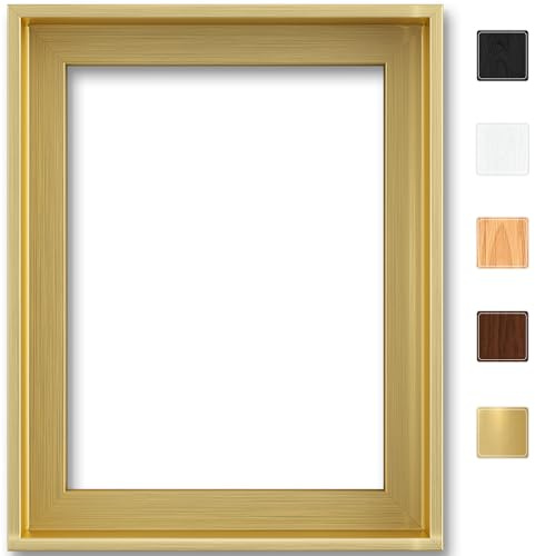 P&L ART. Canvas Floating Frame (Floater Frame) for 1.25 Inch Deep or Thinner Stretched Canvas, Gallery Gap Look, Wall Mount, Hardware Included, Matte Finish, Sizes & Colors (Champagne Gold, 12x12)