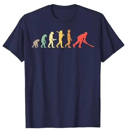 Hockey Evolución Retro Regalo para Jugadores De Hockey Camiseta, Hombre, Azul Marino, 6XL