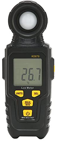 Adfaga Iluminómetro digital profesional Luxómetro de mano Medidor de luz con retroiluminación LCD Medición de alta precisión para fotografía en interiores y exteriores Negro