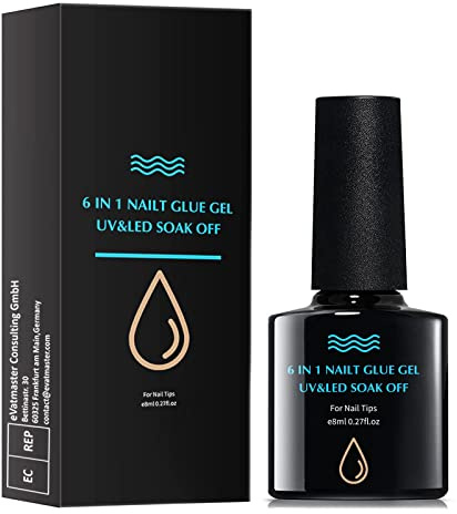 6 en 1 Pegamento Para Uñas, Nail Glue Para Uñas Postizas, Pegamento Para Uñas Artificiales, Adhesivo Para Tips De Uñas, Secado Rápido, Fijación Firme, Aplicador Preciso, Manicura En Casa, 8ml