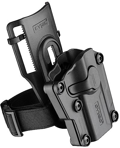 Mega-Fit Low Ride Belt Loop Holster Fit Most Popular Full Size and Compact Pistols, Trigger Guard Locking System Level Ⅱ Retention, Right Hand Black