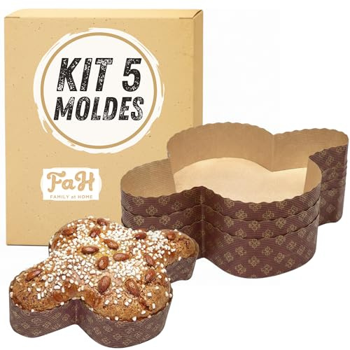 FAH Backform für Osterkuchen Colomba 750 g - 5 Förmchen/Papierförmchen aus reiner Zellulose, mikrowellengeeignet, ideal für den Backofen, Einweg in hoher Dichte, hitzebeständig bis 200°C
