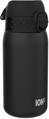 ION8 Insulated Steel Water Bottle, 320 ml/11 oz, Leak Proof, Easy to Open, Secure Lock, Dishwasher Safe, Carry Handle, Hygienic Flip Cover, Metal Water Bottle, Durable Stainless Steel, Black