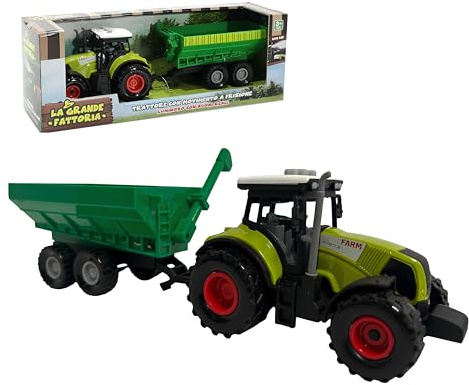 Trattore Giocattolo con Luci e Suoni Trattore con Rimorchio a Frizione Luminoso con Suoni Reali Trattori Fattoria con Luci Led Mezzi Agricoli Fattoria Trattore con Carro