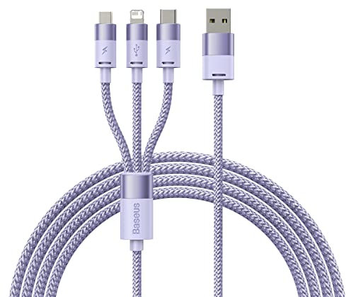 Baseus Câble USB 3 en 1 StarSpeed - USB-C, Micro, Lightning, 3.5A, 1.2m - Violet