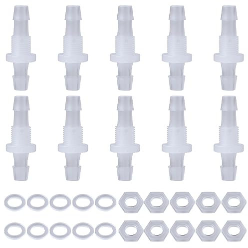10 Paquetes 6mm Thru-Bulk Bulkhead Conector Manguera Jardin de Plástico Accesorios de Conector Manguera de Plástico para Acuario Jardín Laboratorio