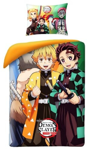 Demon Slayer Funda Nórdica Cama 90 140x200 + Funda Almohada Tanjiro Zenitsu
