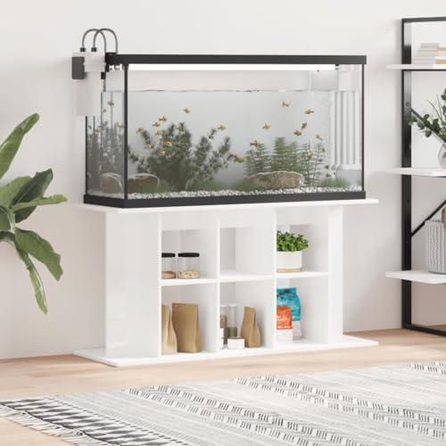 GuyAna Soporte de Acuario Madera ingeniería Blanco Brillo 120x40x60 cm Acuario Completo 100 litros