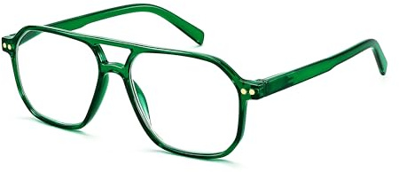 FEISEDY Retro Occhiali da Lettura Pilota anni '70 Occhiali Filtro Luce Blu Occhiali Quadrato Uomo Donna Nerd Occhiali da Computer con Lente Trasparente B0068