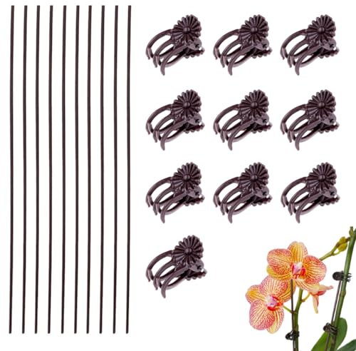 LEEQ 20 Pièces Pince à Plante et Support Stick - Clip d'Orchidée Plastique, Attache Tuteur pour Plantes Grimpantes