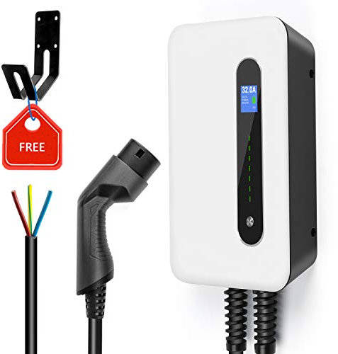 EV Ladegerät Typ 2 32A 7.2kW Heim Elektroauto Ladestation Wallbox 6M Ladekabel für alle Elektrofahrzeuge & Plug-in-Hybrid-Auto