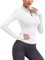 iWoo Sportshirt Damen Langarm Laufshirt Gym Top Half Zip Sportjacke Atmungsaktiv Funktionsshirt Winter für Fitness Weiß S