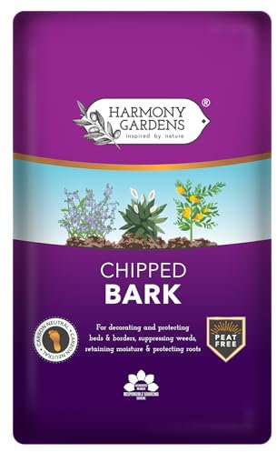 Harmony Gardens Organic Bark Mulch (Medium Chipped) 50L | Carbon Neutral | Weed Deterrent | Root Protection | Peat-Free Garden Enhancement