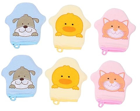 FOMIYES 6 Pièces Gants De Bain Pour Garçon Fille Éponge De Bain Douce Gants De Douche Avec Motif Dessin Animé Pratiques
