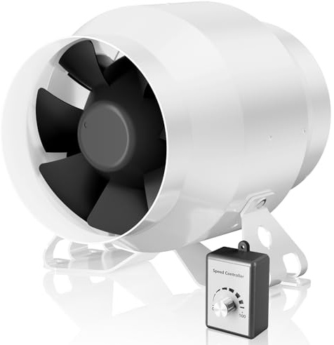Hon&Guan HI-PE Rörfläkt 100 mm, superluftmängd, 360 m³/h, energibesparing, EC-motor, tystgående, rörfläkt, ventilationsfläkt för odlingstält, växthus, garage, kök, ventilation