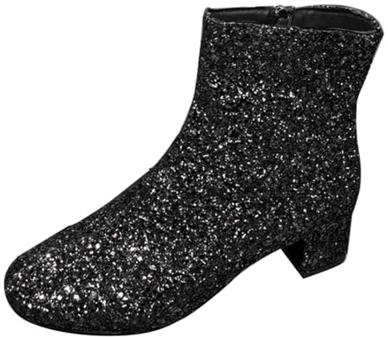 Generisch Botas de mujer con lentejuelas Tacón Plataforma Tacón Cuadrado Tacones altos Botines Mujer Botas cortas Botines Medias Botas ortopédicas con cremallera Otoño Invierno Botas de entretiempo