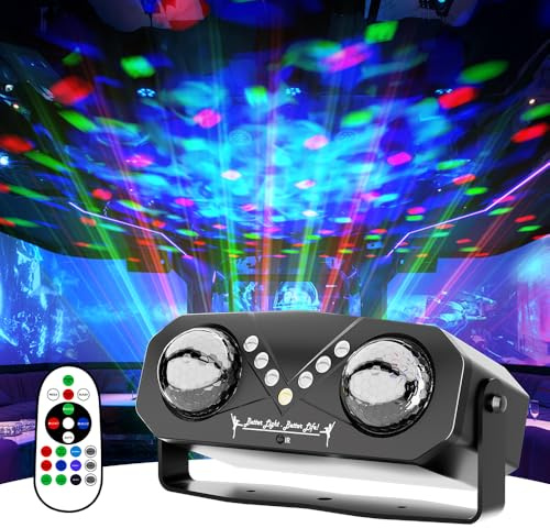 Luces de fiesta activadas por voz, Material ABS,con dos bolas de discoteca RGB, un control remoto y luces LED de discoteca para DJ, perfectas para celebraciones familiares, bailes y otras ocasiones.