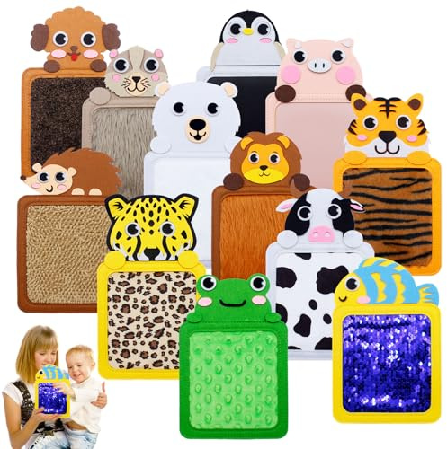 Vlecexs Tappeto Sensoriale Bambini, 12 Pezzi Tappetini Sensoriali per Bambini Autistici, Pannelli Tattili per Bambino Autistici, Piastrelle Tappetino per Animali Educativi Articolo per Bambino Autismo