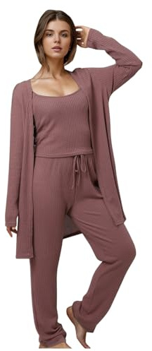 Tailleur Femme Trois pièces Tricot Bretelles Pantalon Robe Pyjama Maison - Tenue Confortable et élégante pour intérieur Tailleur Femme Ensemble Pantalon
