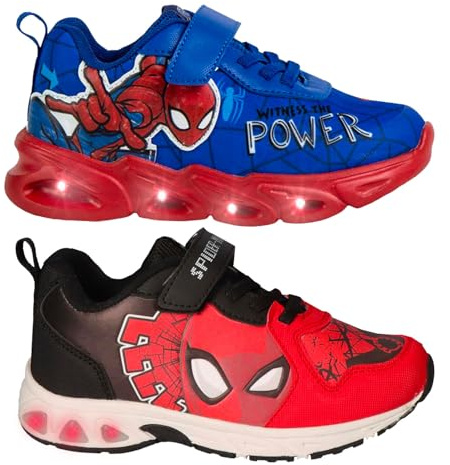 Marvel - Sneakers Bambino Spider-Man con Luci LED – Scarpe Sportive Blu e Rosse | Scarpe da Ginnastica Bambini Numero 25-32 [6908 Rosso/Nero LED - 28]
