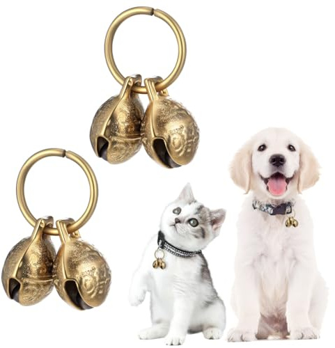 EJRUP 2 Set Campanellino Extra Rumorosi per Cani Gatti,Campanell Cani,Campanellini Sonagli piccoli,Campanelle per Animali,Campanelli per Animali,Ciondoli in Ottone Resistente(A, 22mm)