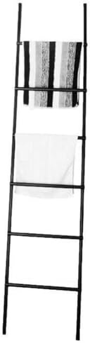 Handtuchleiter Metall 6 Sprossen Zum Anlehnen Wäscheleiter Für Handtücher Und Kleidung Badleiter Moderne Badezimmer Dekoleiter(Black)