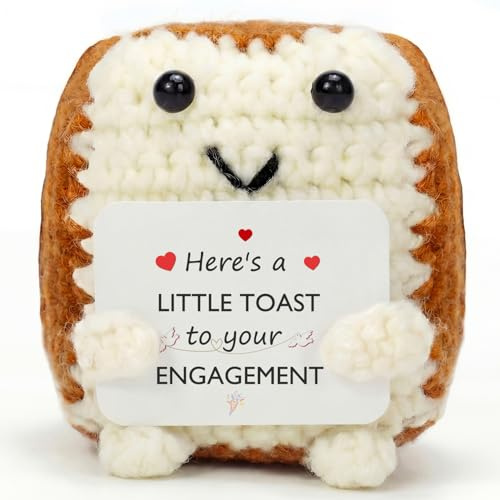 Aruigu Funny Engagement Gifts for Couples, Handmade Emotional Support Crochet Toast Engaged Decoration, Engagement Congratulations Present for Colleague Friends Neighbour Family