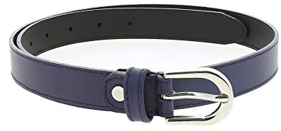 FASHIONGEN - Cintura donna in Vera Pelle di vacchetta Pieno Fiore, Cintura donna per jeans, Vestito, Pantaloni, LUNA - Blu marino, 75