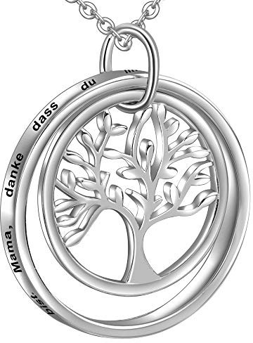 LOVORDS Damen Halskette aus 925 Sterling Silber Lebensbaum Anhänger mit Gravur Geschenk für Mama