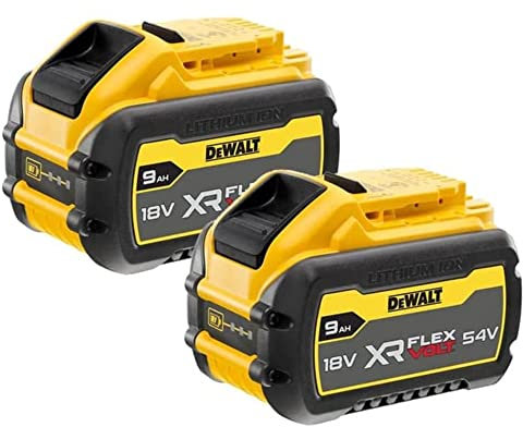 DEWALT DCB547 18v / 54v XR FLEXVOLT 9.0ah Battery DCB547-XJ-Twin Pack, 18 V, Yellow, Pack of 2